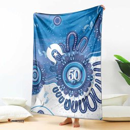 NAIDOC Week 2026 Blanket 50 Years Deadly Dhari Blue Aboriginal Art LT14