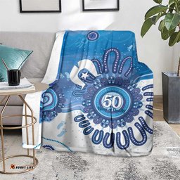 NAIDOC Week 2026 Blanket 50 Years Deadly Dhari Blue Aboriginal Art LT14