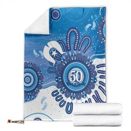 NAIDOC Week 2026 Blanket 50 Years Deadly Dhari Blue Aboriginal Art LT14