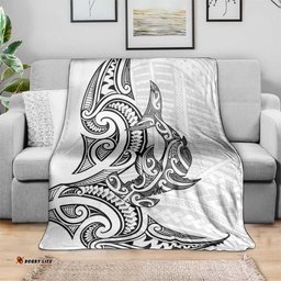 New Zealand Hammerhead Shark Blanket Maori Haehae Mangopare White LT14