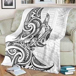 New Zealand Hammerhead Shark Blanket Maori Haehae Mangopare White LT14