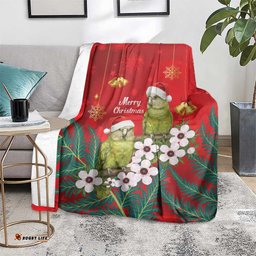 New Zealand Kakapo Christmas Blanket Owl Parrot Santa Sliver Fern Manuka - Red LT14