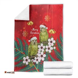 New Zealand Kakapo Christmas Blanket Owl Parrot Santa Sliver Fern Manuka - Red LT14