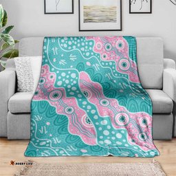 Hereditary Cancer Awareness Australia Indigenous Blanket Pink and Teal LT7