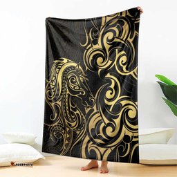 Gold And Black Aoteara Horse Racing Blanket NZ Maori Pattern LT14