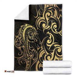 Gold And Black Aoteara Horse Racing Blanket NZ Maori Pattern LT14