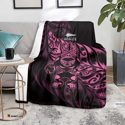 New Zealand Lawn Bowls Blanket Pink Maori Warrior Tribal Silver Fern LT9