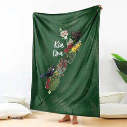 Kia Ora New Zealand Floral Blanket Sage Green LT7
