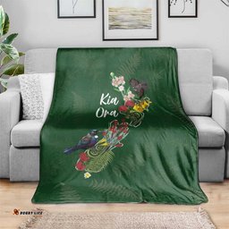 Kia Ora New Zealand Floral Blanket Sage Green LT7