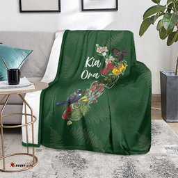 Kia Ora New Zealand Floral Blanket Sage Green LT7
