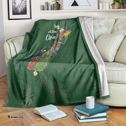 Kia Ora New Zealand Floral Blanket Sage Green LT7