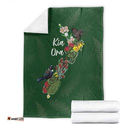 Kia Ora New Zealand Floral Blanket Sage Green LT7
