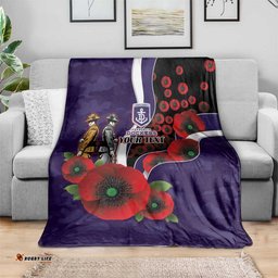 Fremantle Dockers ANZAC Personalised Blanket Lest We Forget Poppy Camo LT9