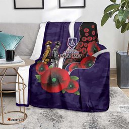 Fremantle Dockers ANZAC Personalised Blanket Lest We Forget Poppy Camo LT9