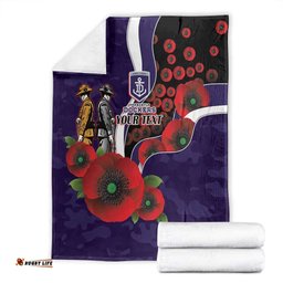 Fremantle Dockers ANZAC Personalised Blanket Lest We Forget Poppy Camo LT9
