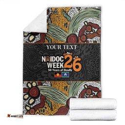 Personalised NAIDOC Deadly 50 Years Blanket Minimalist Aboriginal Art LT9