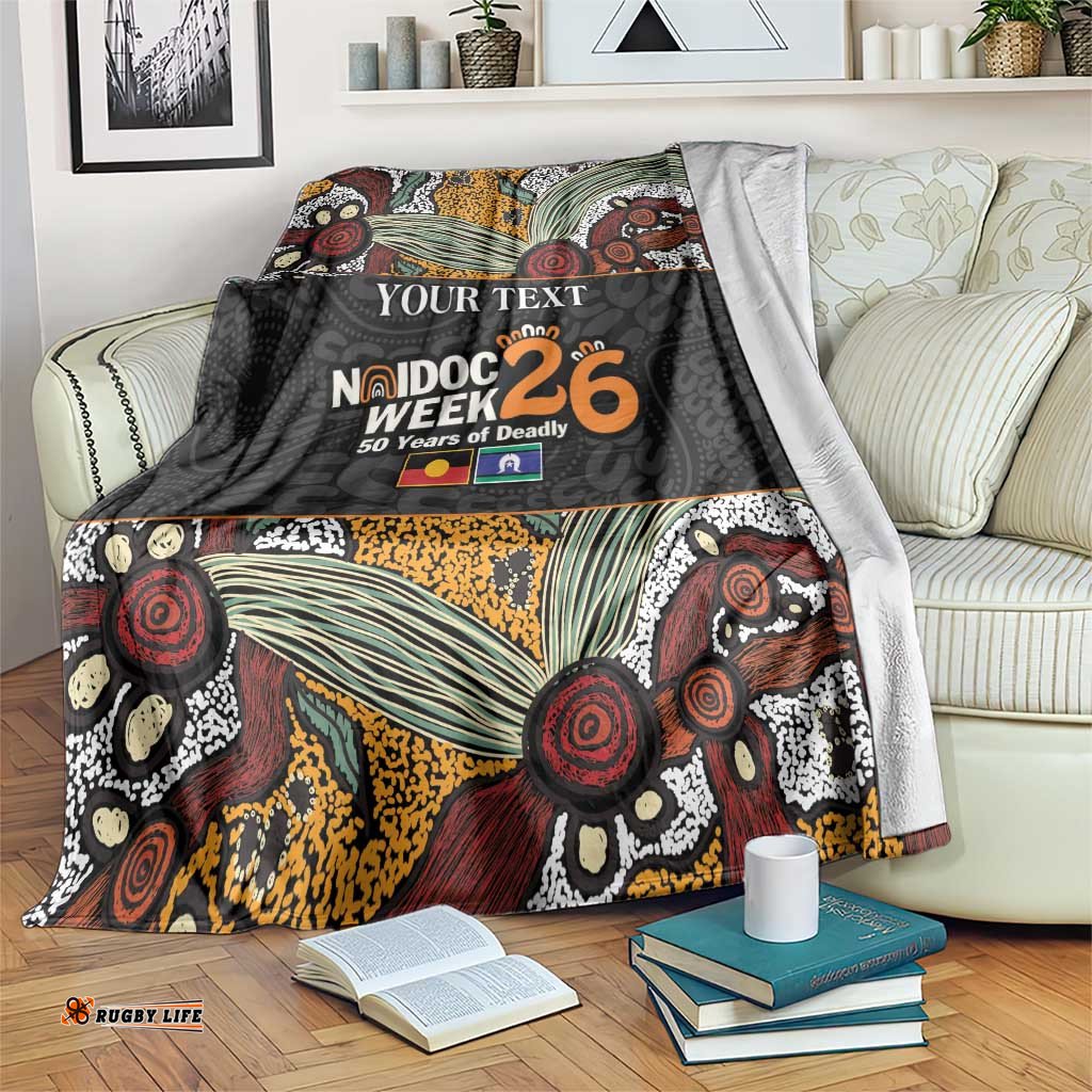 Personalised NAIDOC Deadly 50 Years Blanket Minimalist Aboriginal Art LT9