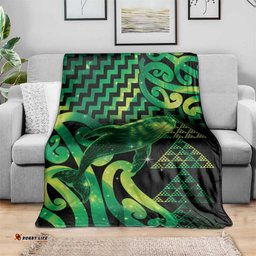 Humpback Whale Matariki New Zealand Blanket NZ Maori Paikea Poutama Luxury Green LT14