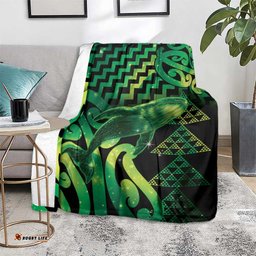 Humpback Whale Matariki New Zealand Blanket NZ Maori Paikea Poutama Luxury Green LT14