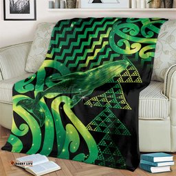 Humpback Whale Matariki New Zealand Blanket NZ Maori Paikea Poutama Luxury Green LT14