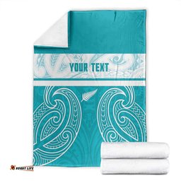New Zealand Silver Fern Cricket Custom Blanket Black Cap Teal Maori Pattern LT14