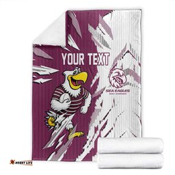 Personalized Manly Warringah Sea Eagles Blanket Dynamic Lightning Mascot Rugby Australia TS04