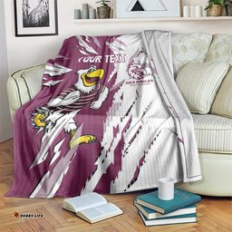 Personalized Manly Warringah Sea Eagles Blanket Dynamic Lightning Mascot Rugby Australia TS04