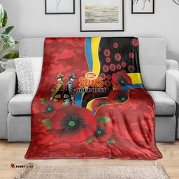 Gold Suns ANZAC Personalised Blanket Lest We Forget Poppy Camo LT9