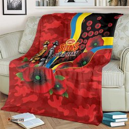 Gold Suns ANZAC Personalised Blanket Lest We Forget Poppy Camo LT9