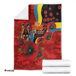 Gold Suns ANZAC Personalised Blanket Lest We Forget Poppy Camo LT9