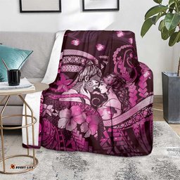 Maori Romantic Valentine Blanket The Hongi Kiss Pink Galaxy DT05