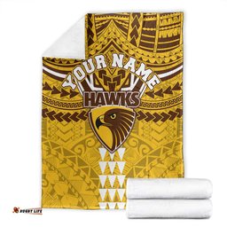 Personalized Hawthorn Hawks Blanket Polynesian Tribal Pattern Heritage Football TS04