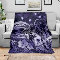 Maori Romantic Valentine Blanket The Hongi Kiss Purple Galaxy DT05