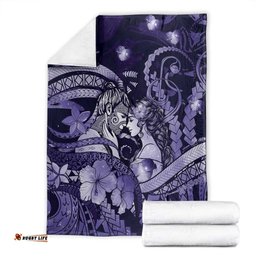 Maori Romantic Valentine Blanket The Hongi Kiss Purple Galaxy DT05