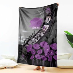 Personalised Remembering ANZAC Lest We Forget Blanket Vintage Film Frame Memorial Purple Poppy LT9