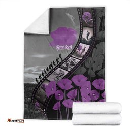 Personalised Remembering ANZAC Lest We Forget Blanket Vintage Film Frame Memorial Purple Poppy LT9