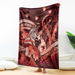 Maori Romantic Valentine Blanket The Hongi Kiss Red Galaxy DT05