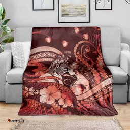 Maori Romantic Valentine Blanket The Hongi Kiss Red Galaxy DT05
