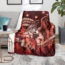 Maori Romantic Valentine Blanket The Hongi Kiss Red Galaxy DT05