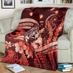 Maori Romantic Valentine Blanket The Hongi Kiss Red Galaxy DT05