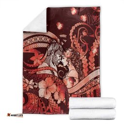 Maori Romantic Valentine Blanket The Hongi Kiss Red Galaxy DT05