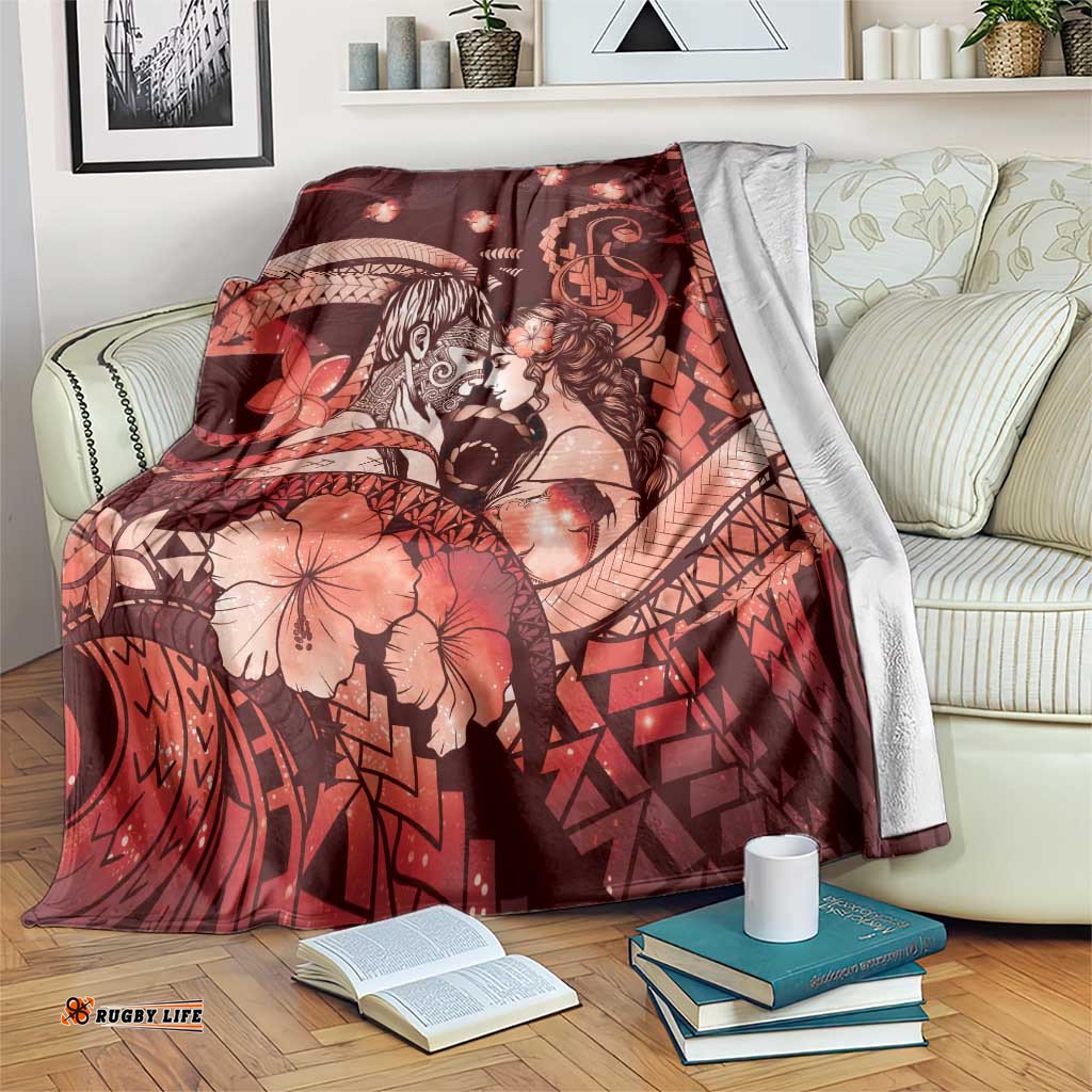 Maori Romantic Valentine Blanket The Hongi Kiss Red Galaxy DT05