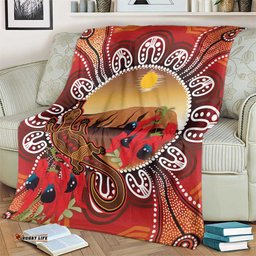Indigenous Goanna Australia Blanket Aussie Uluru Ayers Rock Sturt's Desert Pea LT14