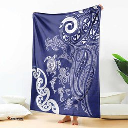 New Zealand Sea Animals with Maori Tribal Tattoo Blanket Blue Color LT03
