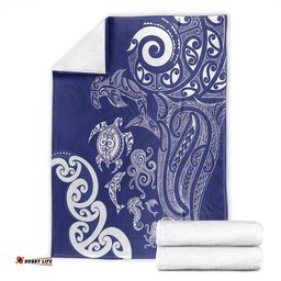 New Zealand Sea Animals with Maori Tribal Tattoo Blanket Blue Color LT03