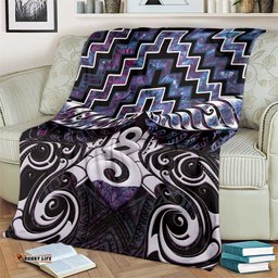 New Zealand Maori Blanket Poutama Pikorua Purple Paua Shell LT05