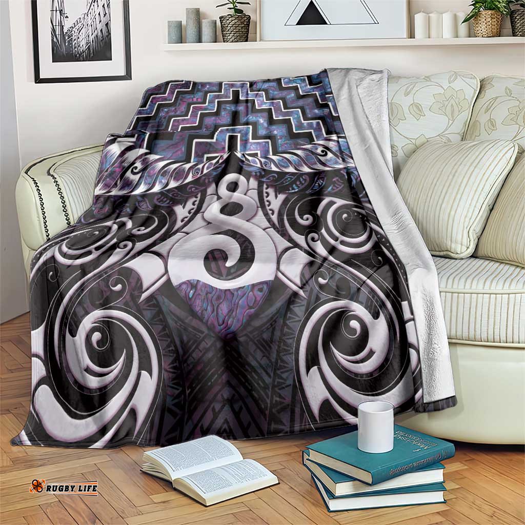 New Zealand Maori Blanket Poutama Pikorua Purple Paua Shell LT05