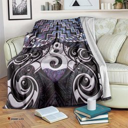 New Zealand Maori Blanket Poutama Pikorua Purple Paua Shell LT05
