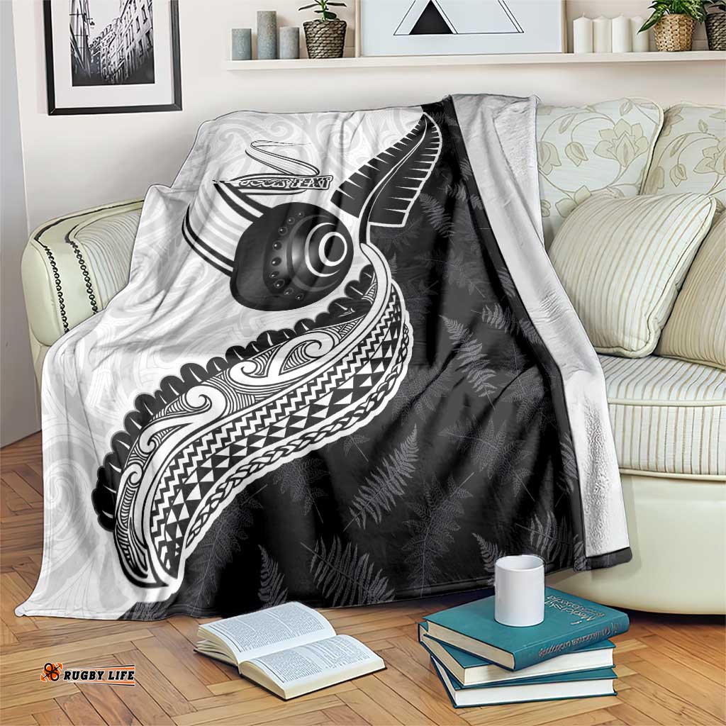 Personalised Aotearoa Lawn Bowls Blanket Maori and Silver Fern Half Style LT03