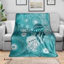 NAIDOC Deadly 50 Years Blanket Jellyfish Aboriginal Culture Inspired Turquoise LT9